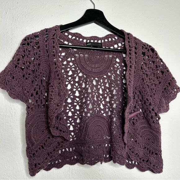 Mango Crochet Short Sleeveve Sweater Top Overlay - Picture 6 of 6